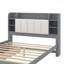 Lit plateforme en bois avec tête de lit avec rangement, tablettes et 2 tiroirs