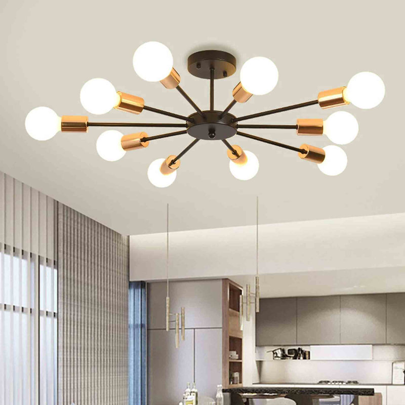Bagryana Semi Flush Mount, Black/Bronze