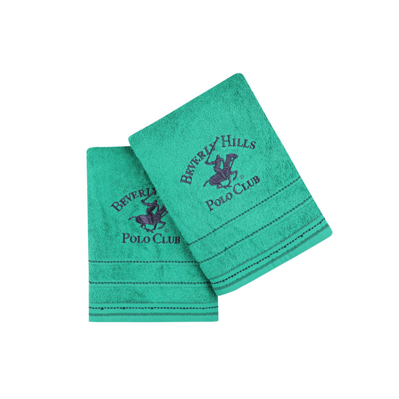 Ensemble de 2 serviettes de bain 100% coton, Vert