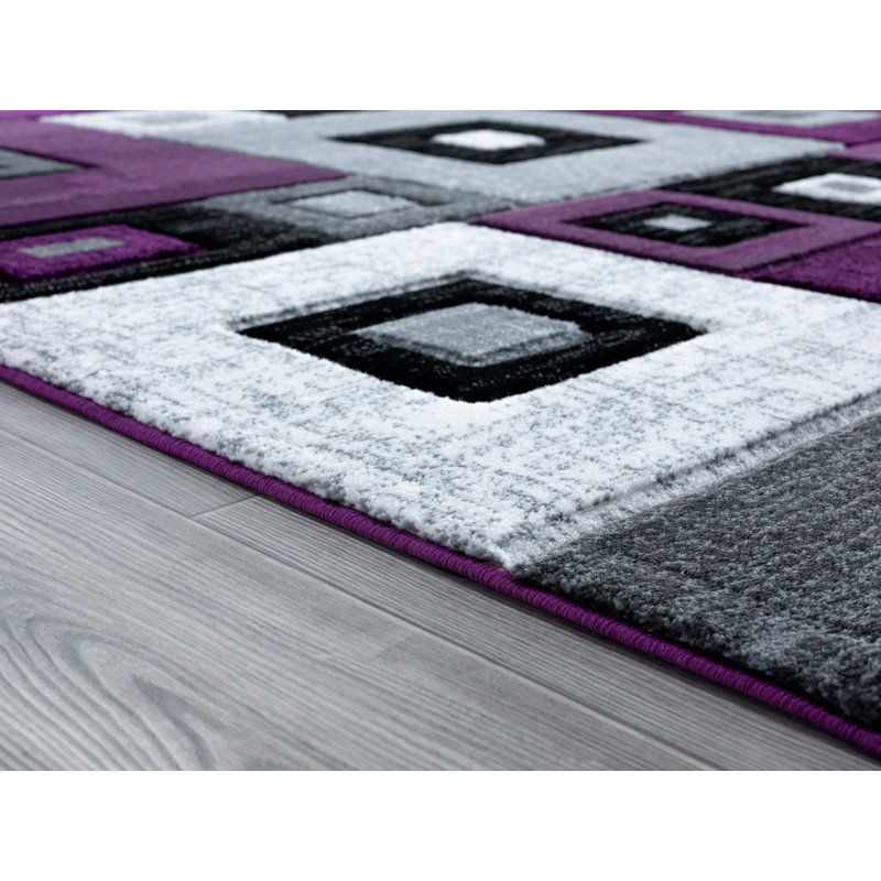 Tapis mauve à motif géométrique Zabala, Rectangle 1 pi 10 po x 2 pi 8 po