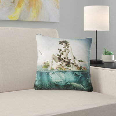 Femme à la mer - oreiller à imprimé portrait
