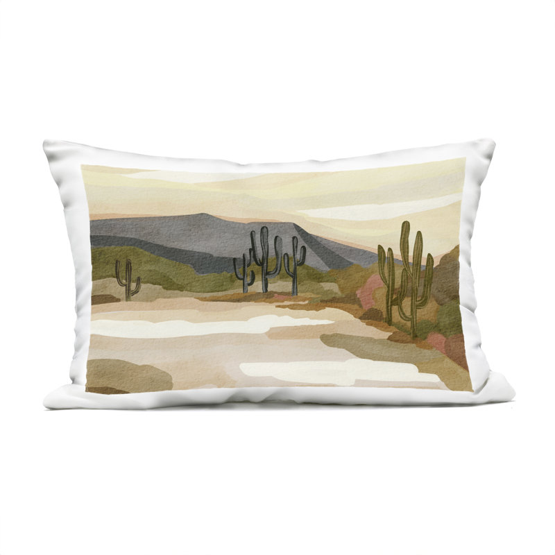 Coussin d'extérieur à motif de cactus désert, imprimé par Nikita Jariwala