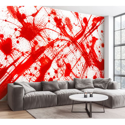 Wall Mural Peel and Stick Wallpaper Blood splatter red acrylic paint splash wall Self-Adhesive Removable Contact Paper Wall Decor for Living Room Bedroom 100"H x 144"W