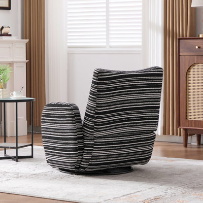 Chaise de loisirs pivotante à 360 ° de style moderne avec accoudoirs rayés en tissu