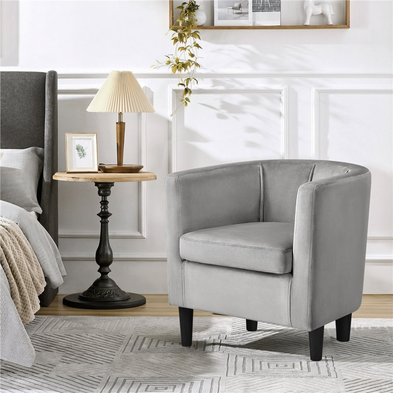 Fauteuil demi-tonneau Birkan, Grey Velvet