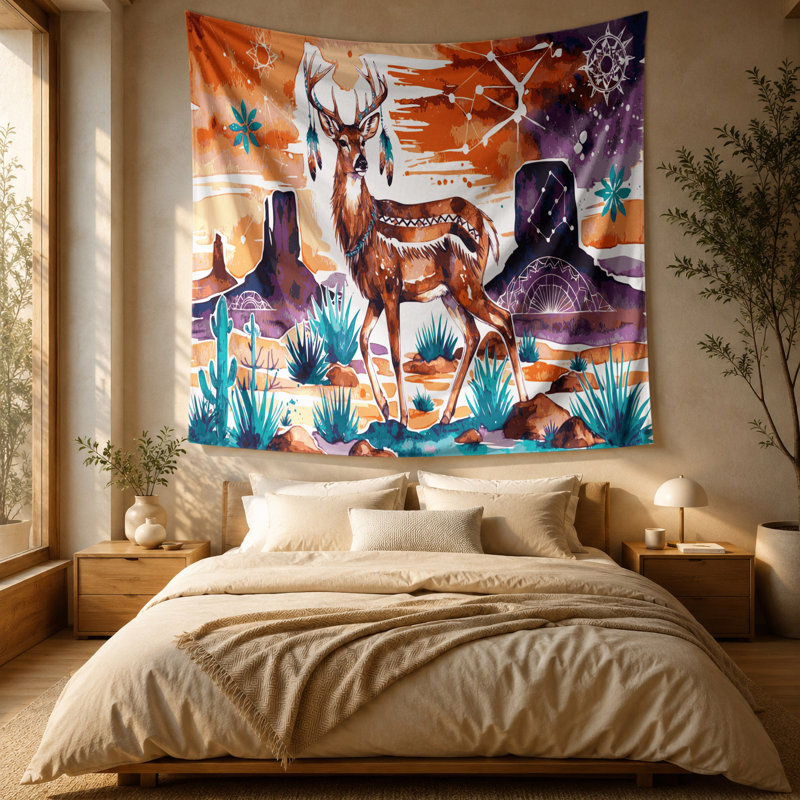 Tapisserie murale Southwestern Animals Deer 19, 88 po x 104 po