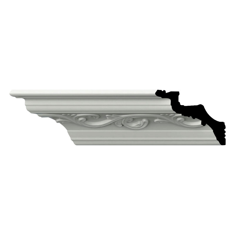 Endurathane Damian Crown Moulding, 2 3/4"H x 3 3/8"P x 4 3/8"F x 96"L, Factory Primed