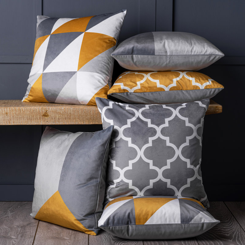 Bentley Geometric Square Cushion Cover, Mustard