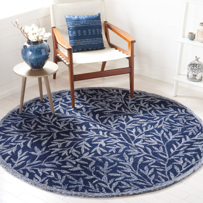 Tapis bleu marine / ivoire touffeté à la main Alduina