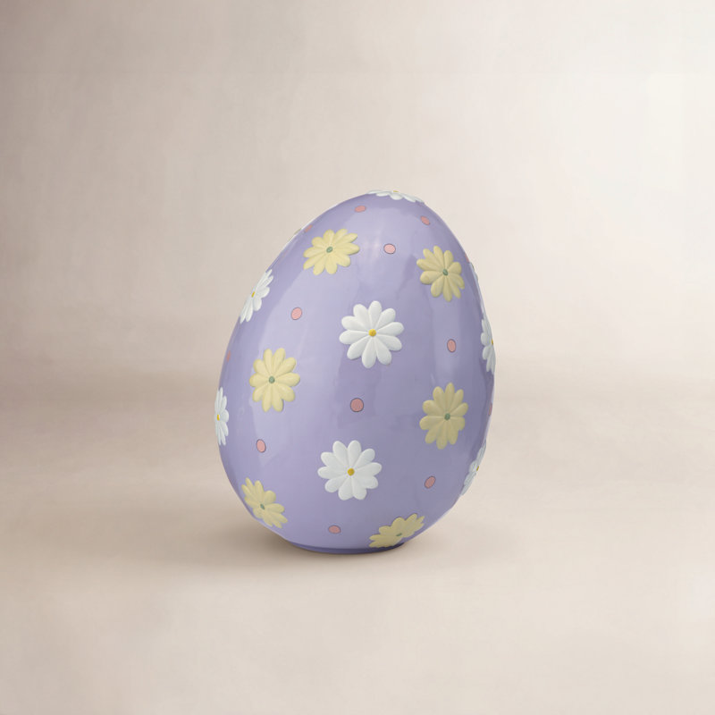 Oeuf de Pâques en résine 22,75 po, Mauve / jaune / blanc