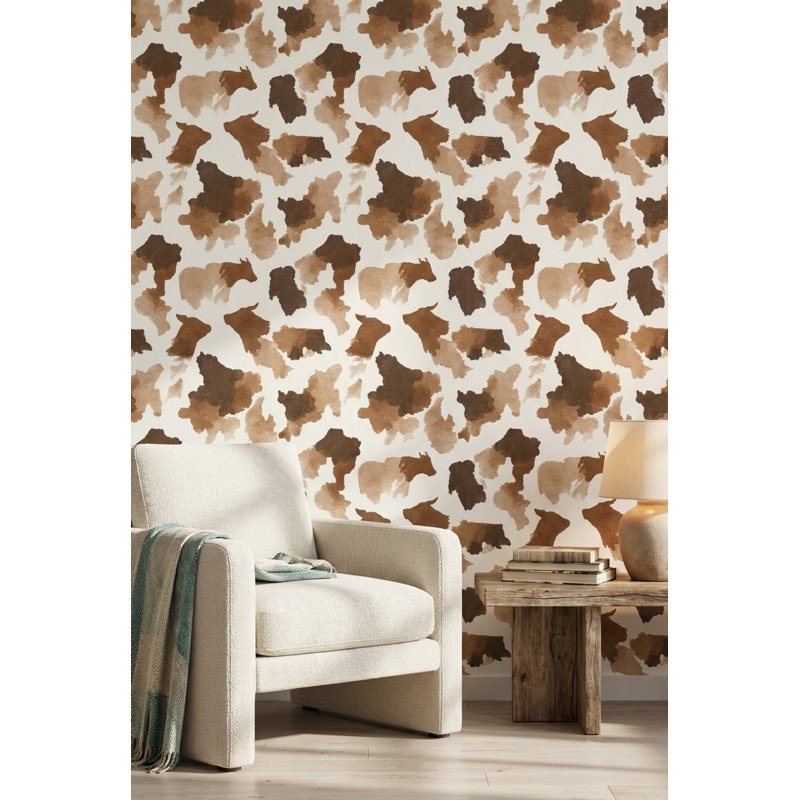 Papier peint à motif animalier brun rustique amovible
