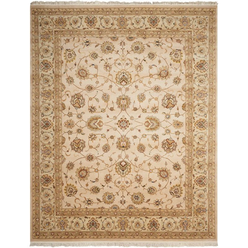 Tapis beige fait à la main Bilbrey, Rectangle 11 pi 6 po x 8 pi 6 po