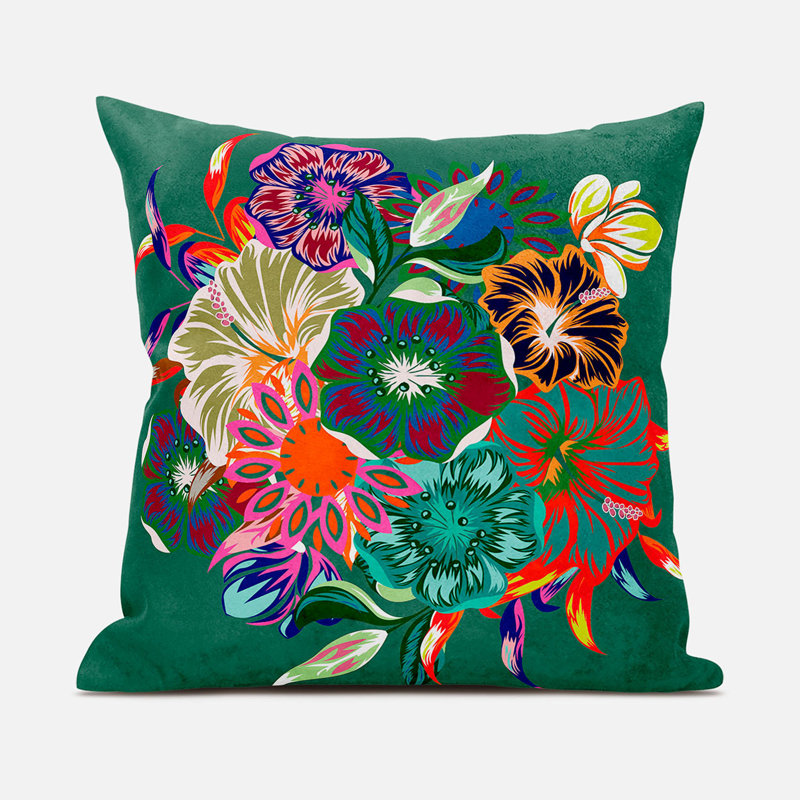 Housse et insert de coussin décoratif en polyester , 16 po x 16 po, Rouge / vert