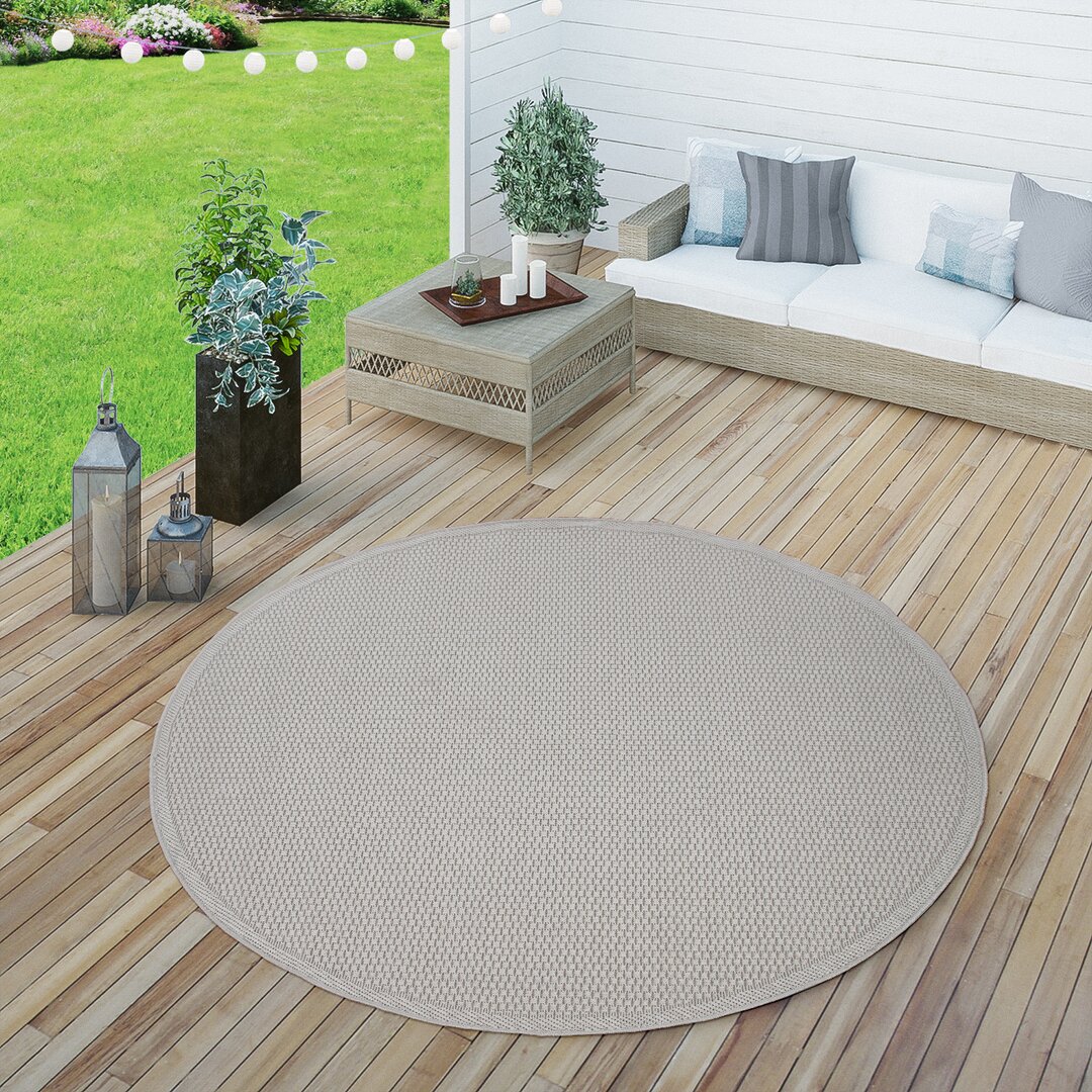 Moderner Outdoor-Webteppich Curtiss in Beige