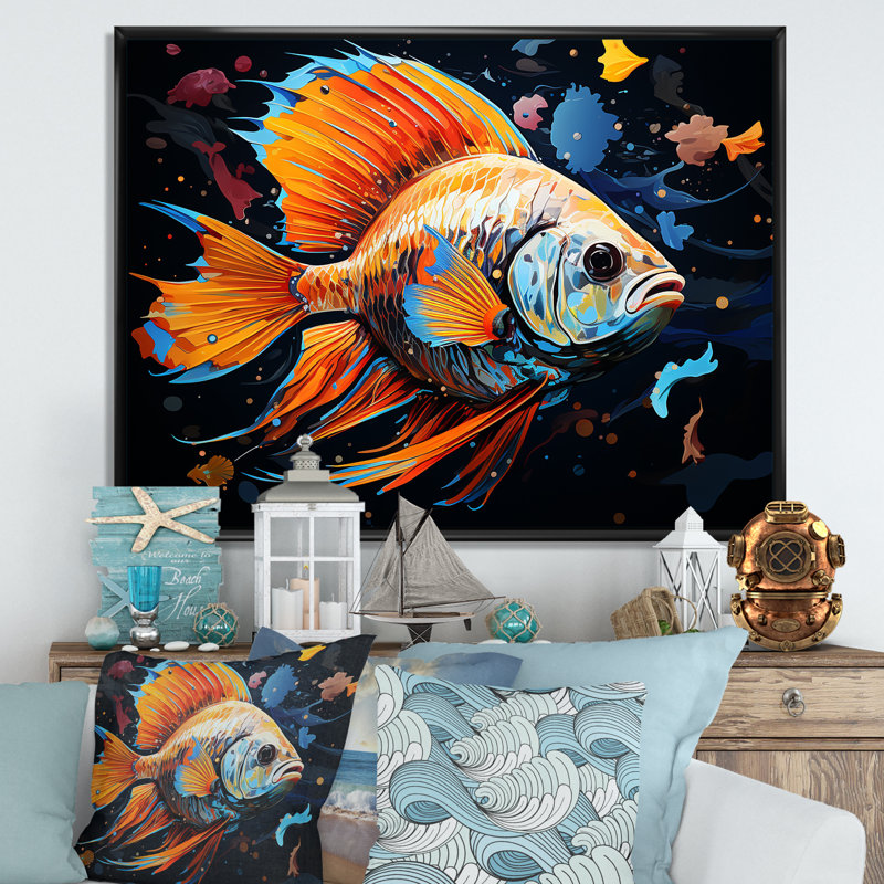 Orange orange Pop Art, H 24 po x l 32 po x P 1 po, Cadre flottant noir