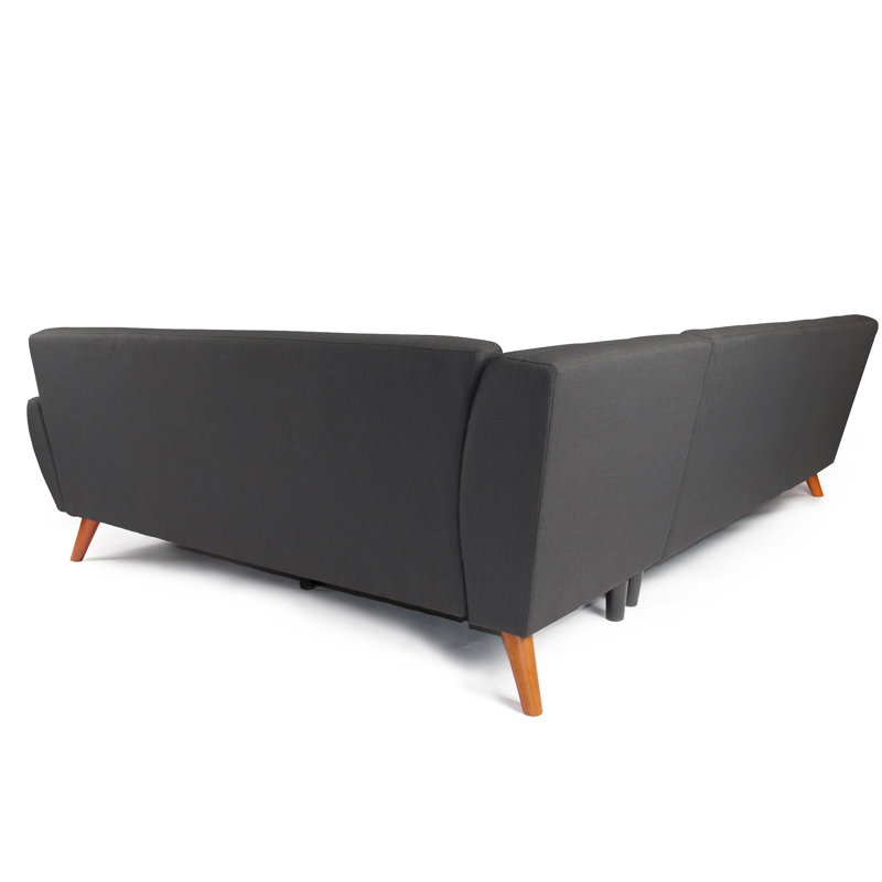 Austell Upholstered L-Shaped Sectional Symmetrical, Ash Black