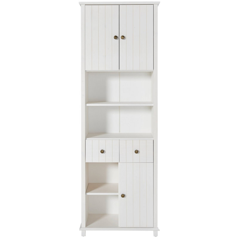 Aaeedah Solid Wood Freestanding Linen Cabinet, White