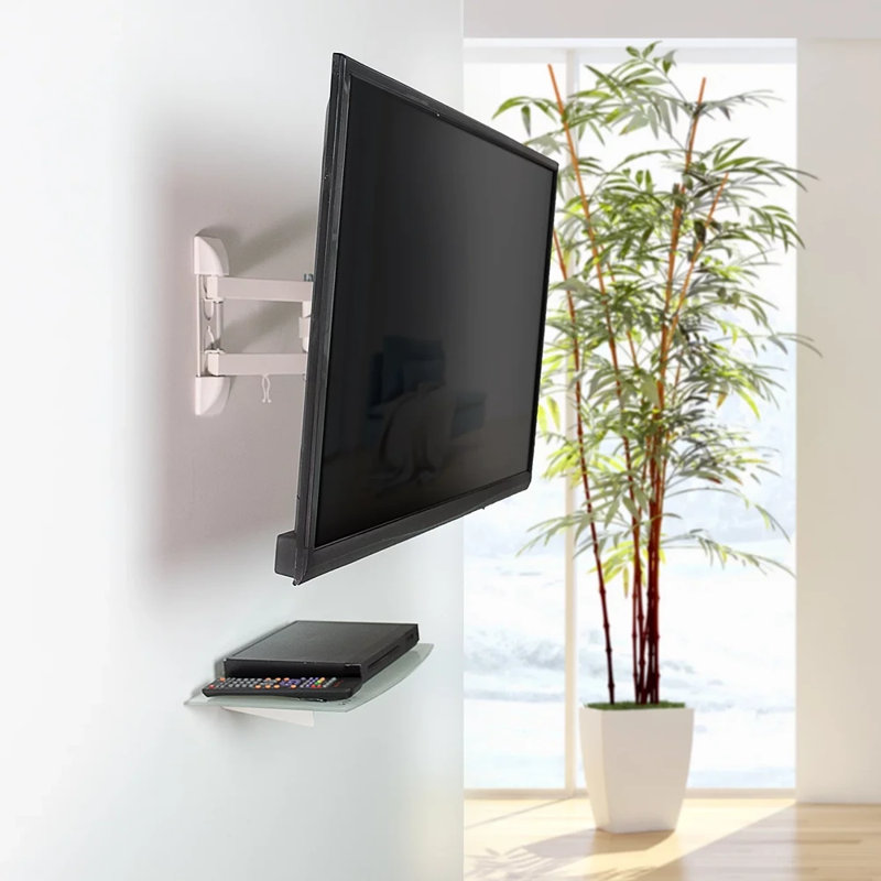 White TV Wall Mount and Entertainment Shelf