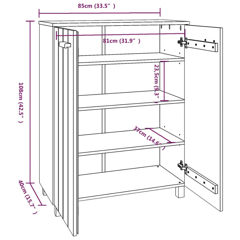 Jezelle 16 Pair Shoe Storage Cabinet, Dark Grey