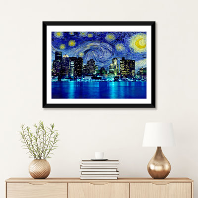 Boston, Massachusetts, nuit étoilée, impression d'art graphique