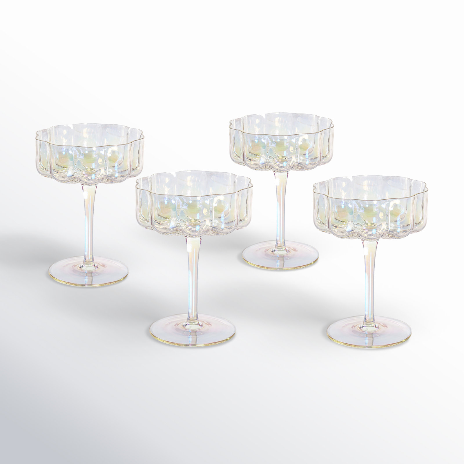 Everly Quinn Reinhard 4-Piece Set Handblown Coupe Glasses | Luster | Birch Lane