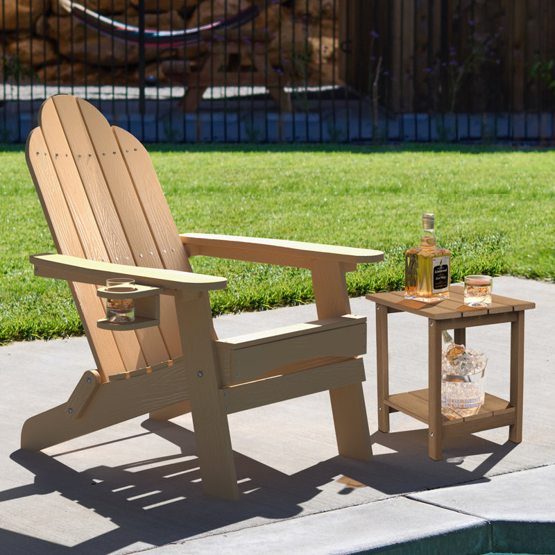 Table de bout HDPS Adirondack à 2 niveaux, table d'appoint d'extérieur résistante aux intempéries pour patio, piscine et pelouse