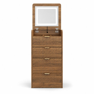 Meuble-lavabo 3 en 1 avec miroir à DEL et tabouret roulant