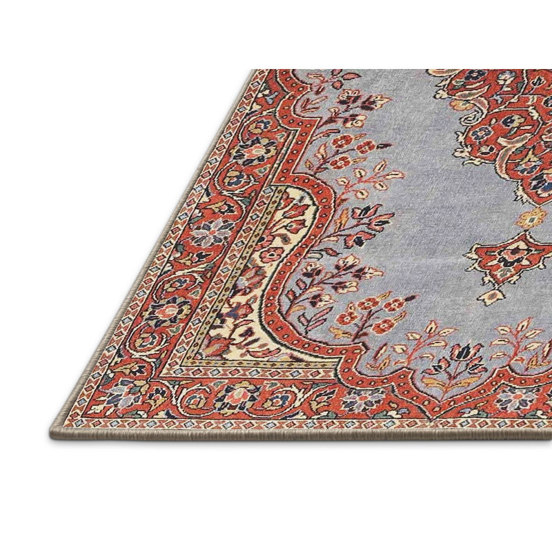 Tapis traditionnel mehroon/noir/crème, Rectangle 5 pi x 7 pi