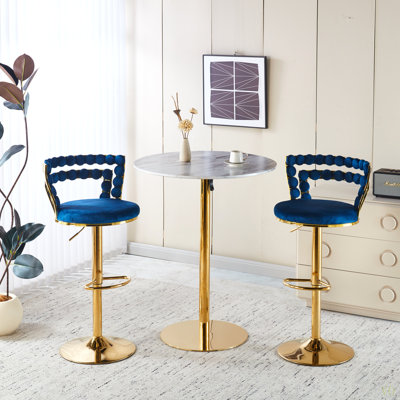 Modern Bar Chair(Set Of 2 ) With  Iron Tube Legs,  Soft Cushions And Comfortable Backrest, Suitable For Dining Room, Living Room, Cafe,Bar Stool