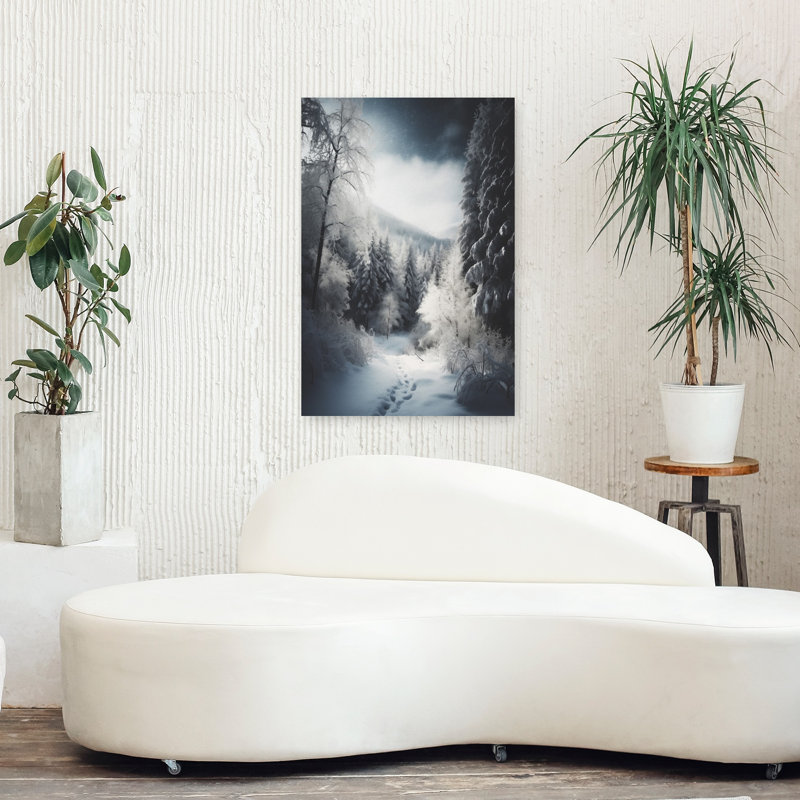 Art enneigé paysage de forêt enneigée paisible, H 36 po x l 24 po