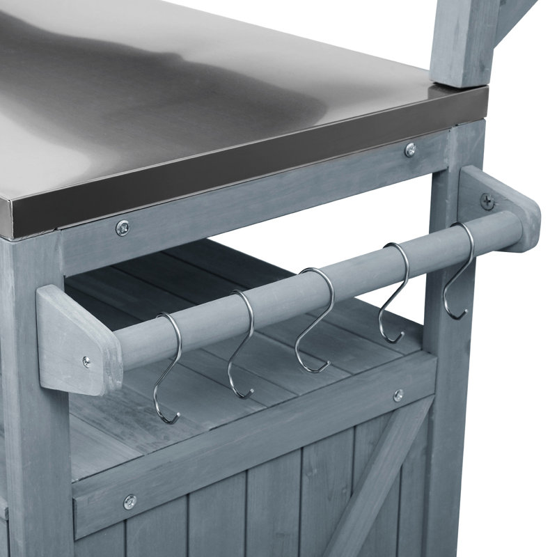 Îlot de cuisine Style avec tablette réglable et porte-serviettes, capacité de poids de 75 lb, Bleu