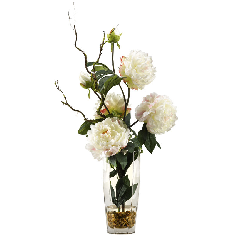 Arrangement floral pivoines dans un vase décoratif
