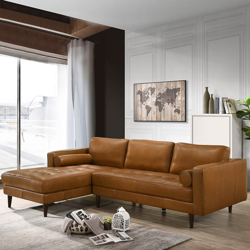 Canapé modulaire en L avec chaise longue 102 po Mid-Century, Face à la gauche