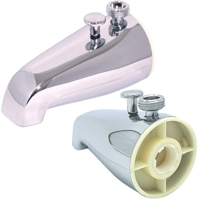 Tub Spout With Rear Diverter And Brass Top Shower Adapter, 3/4 Inch To 1/2 Inch IPS Face Bushing, 5-1/4 Inch Length, Chrome Finish