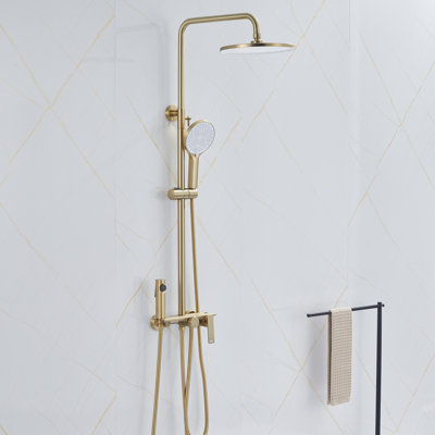 Système de douche complet à pression équilibrée en laiton massif 46,3 po avec valve brute