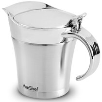 Ovente Stainless Steel Gravy Boat Double Insulated Sauce Jug with Hinged Lid 14oz Ideal for Serving Cream or Salad Dressing at Family Dinner Thanksgiv