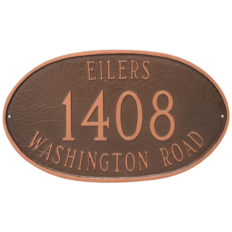 Montgomery 3-Line Wall Address Plaque, White/Black, Yes