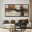 «Warm Earth-Tone Abstract Brushstroke Landscape Fusion - Large encadrée, reproduction d'art sur toile encadrée-1203403187-1203403186