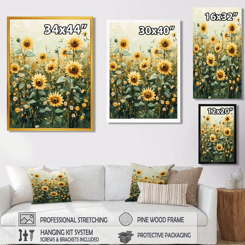 Drusi - Floral Wall Art, 32" H x 16" W, Black, Single Picture Framed Print