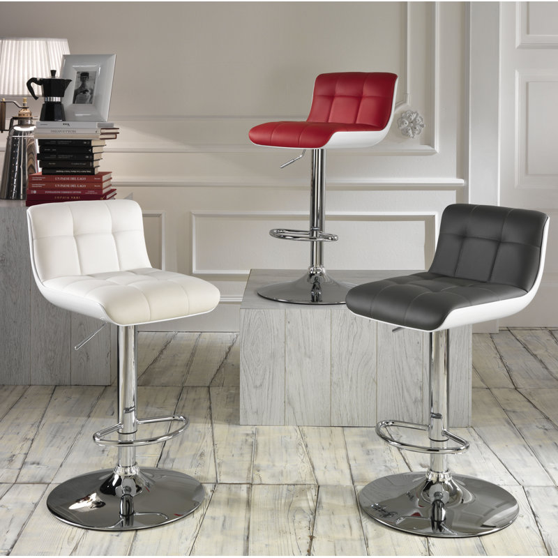 Wooley Height Adjustable Swivel Bar Stool, White