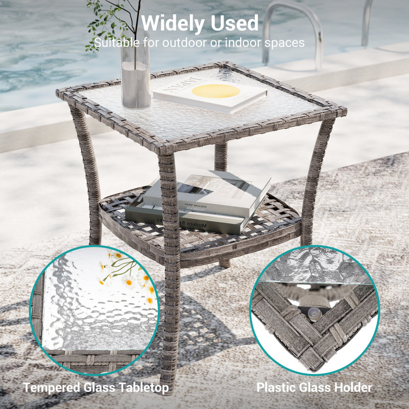 Ensemble de 3 meubles d'extérieur pour patio, chaise berçante pivotante avec ensemble de table en osier pour la cour