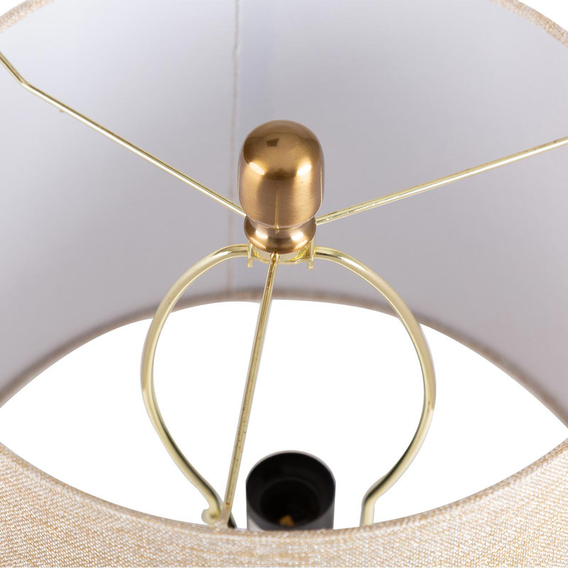 Aimee-Mae 60cm Table Lamp with Glass Base For Bedroom Furniture, Bedside Buffet Lamp with Linen Shade