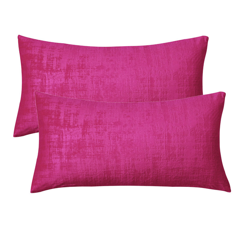 Raspberry Rose Textured Velvet Rectangular Pillow Covers