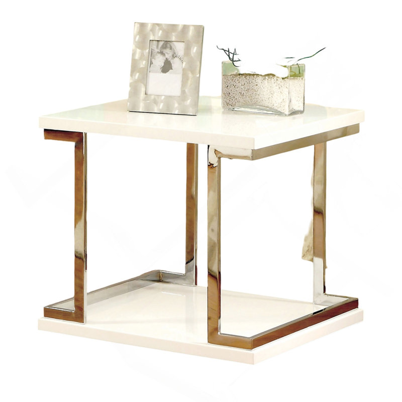 Table de bout, tablette contemporaine blanche 1pc