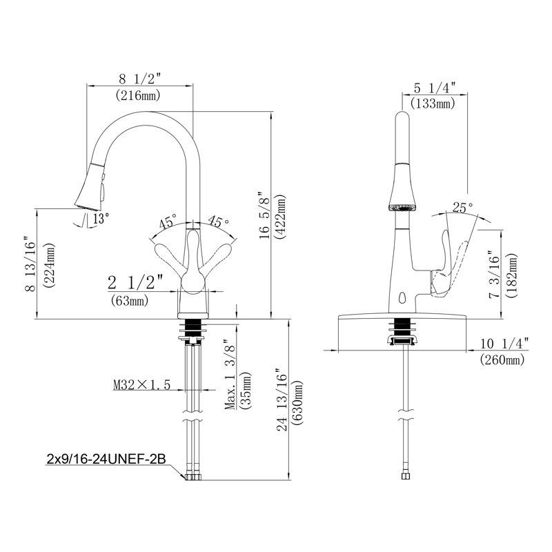 JS Pull-down Sensor and Infrared Sensor Touchless Kitchen Faucet with Deck Plate  2 Spray Modes