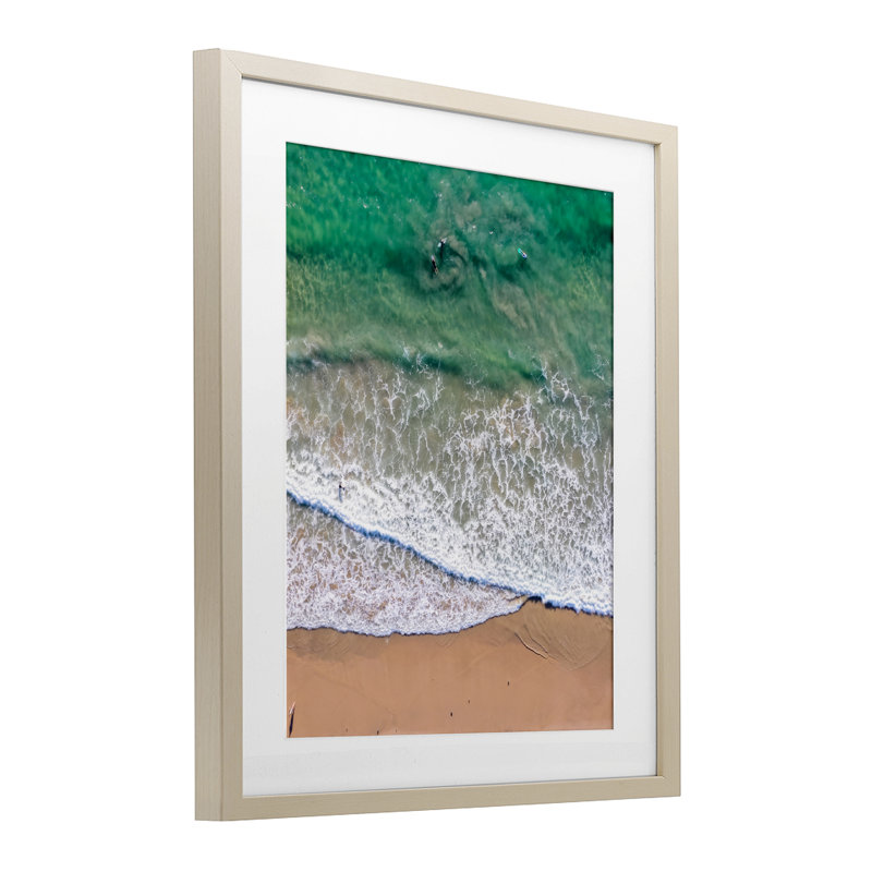 Crisscross Shore Waves, reproduction encadrée sous verre, conception de Jeff Poe, Cadre de récolte en pin, H 21 po x l 17 po
