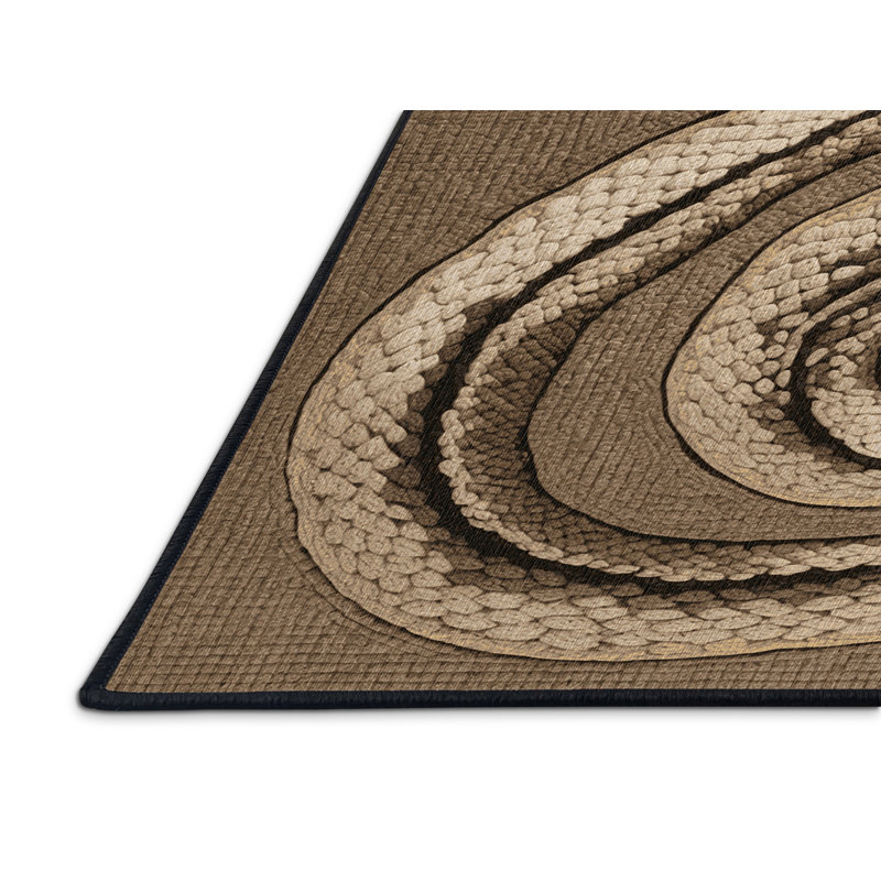 Washable African Egg eating Snake Wildlife Area Rug, Round 6'