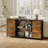 Console Table With 6 Drawers Storage Shelf Round Base Ind...