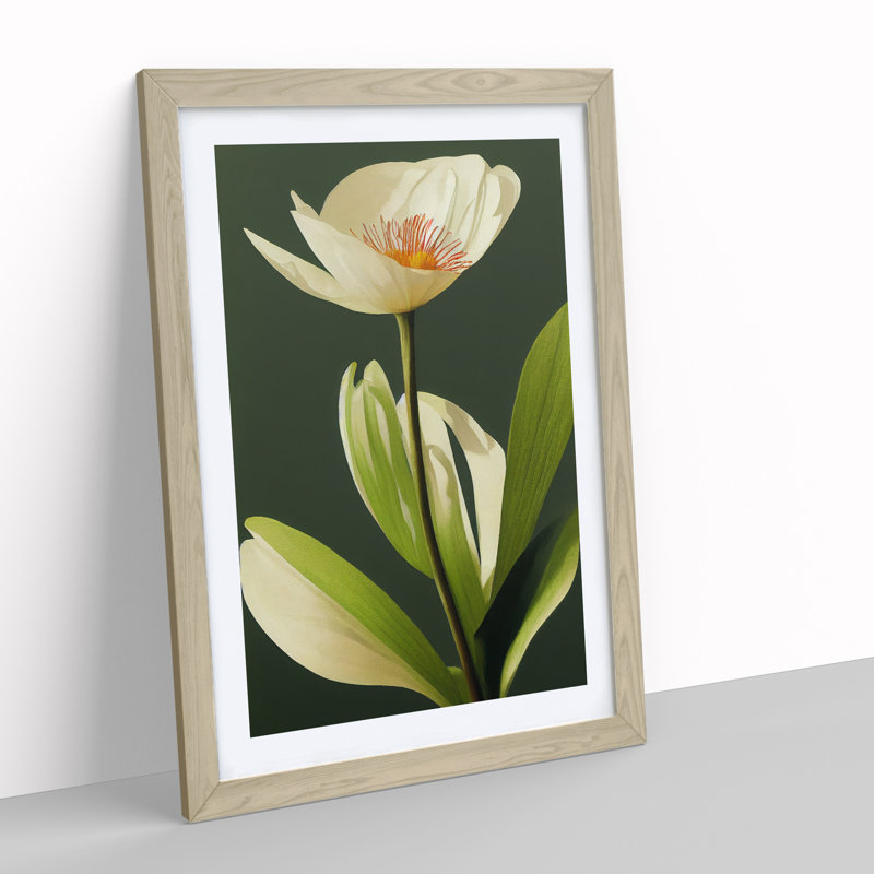 A Seductive Flower - Wall Art, 48cm H x 36cm W, Oak Framed, White