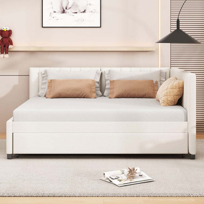 Lit de jour rembourré avec couchette, Beige